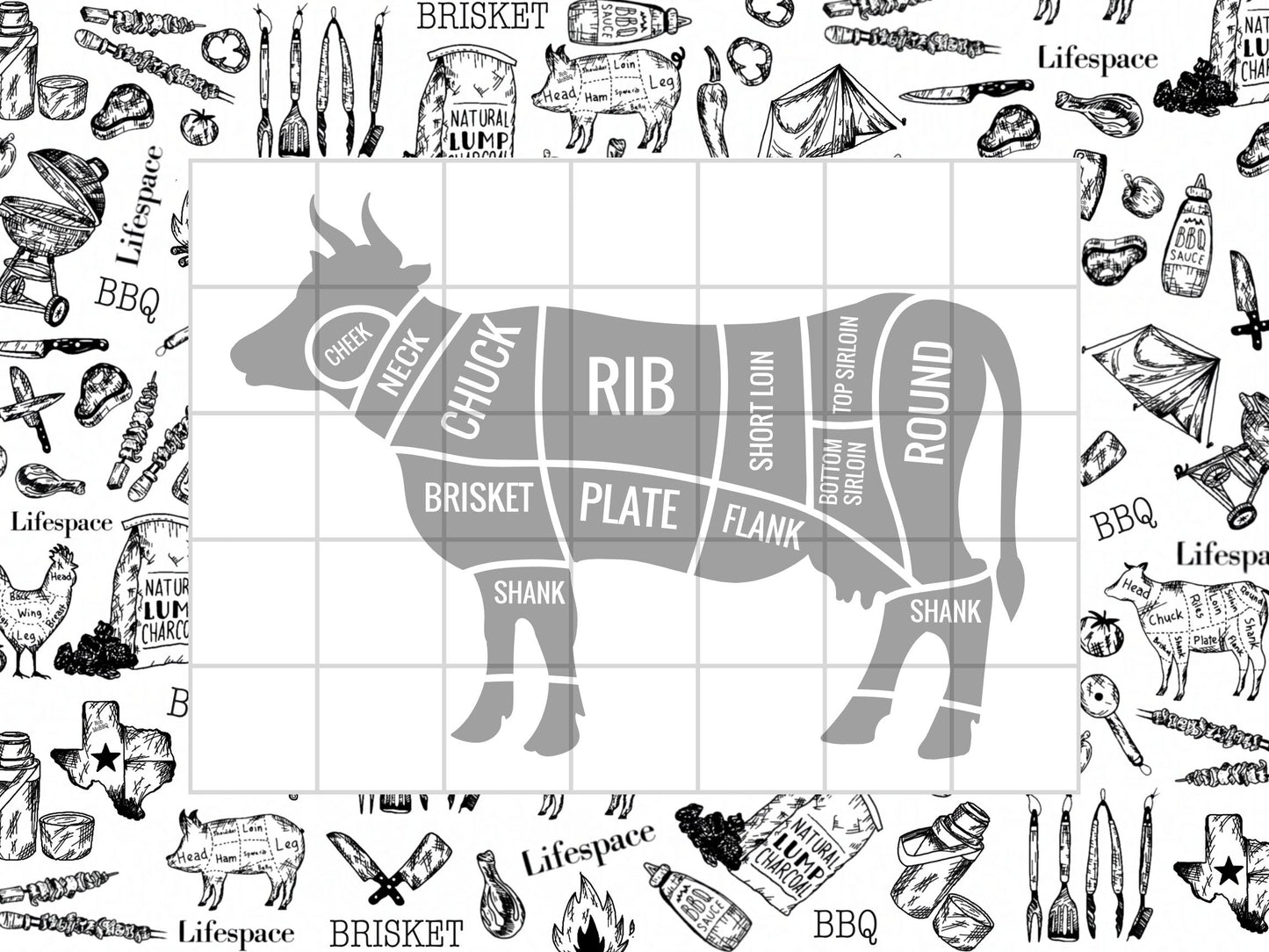 Lifespace Disposable 24" x 18" "Cow" Cutting Boards - 50x Sheets