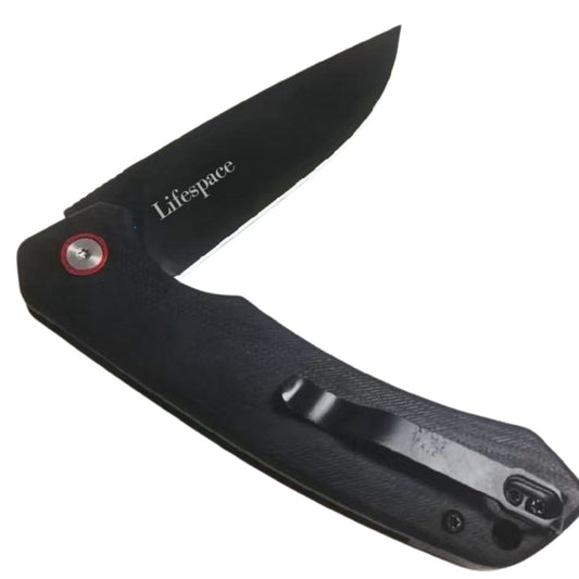 Lifespace Matt Black EDC Flip Blade Pocket Knife in a Gift Box