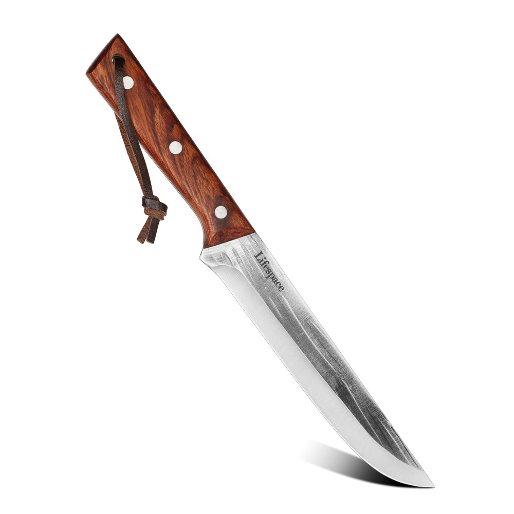 Texas Barbecue 6.7 Inch Broad-Blade Utility Knife with Red Wood Handle