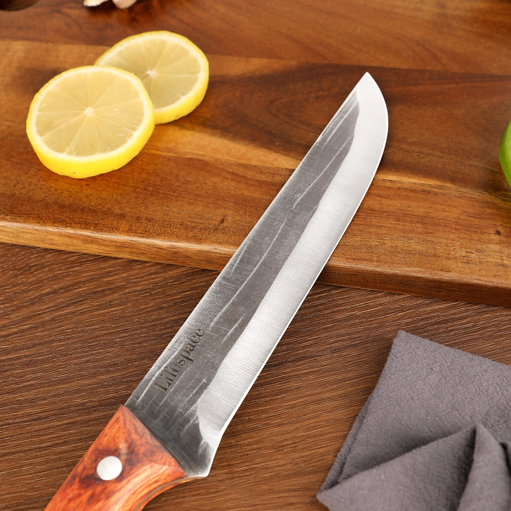 Texas Barbecue 6.7 Inch Broad-Blade Utility Knife with Red Wood Handle