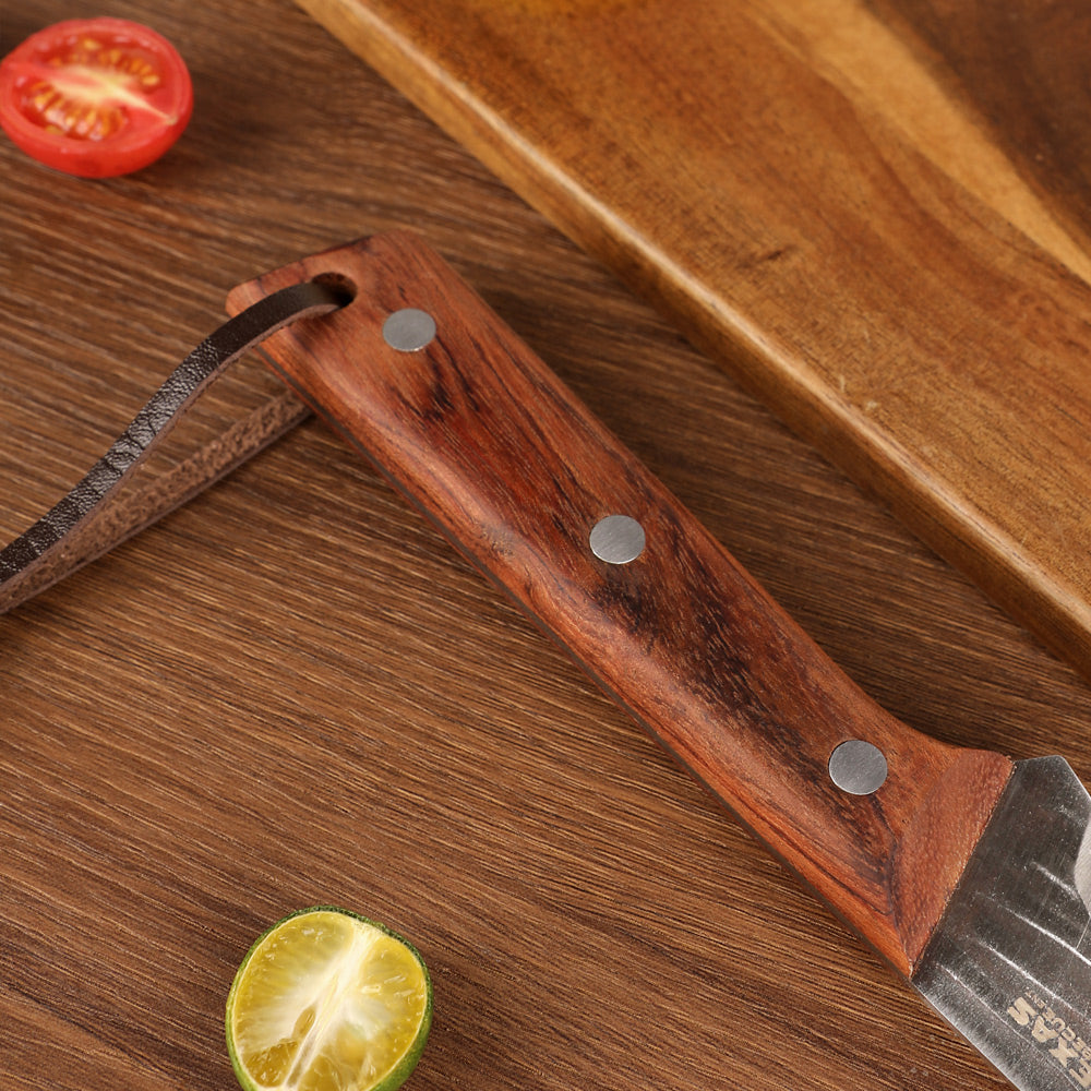 Texas Barbecue 6.7 Inch Broad-Blade Utility Knife with Red Wood Handle