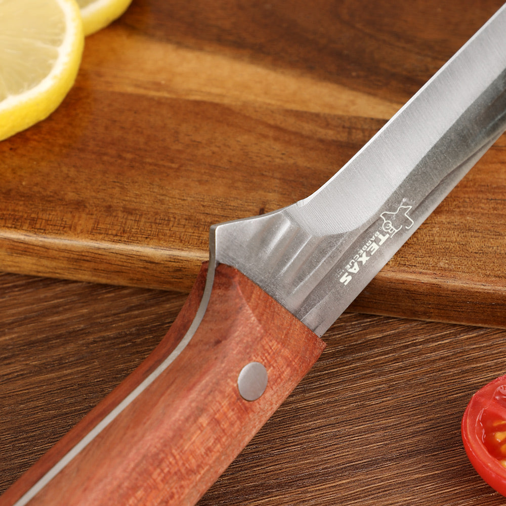 Lifespace Texas Barbecue 5.7 Inch Trimming/ Boning Knife with Red Wood Handle
