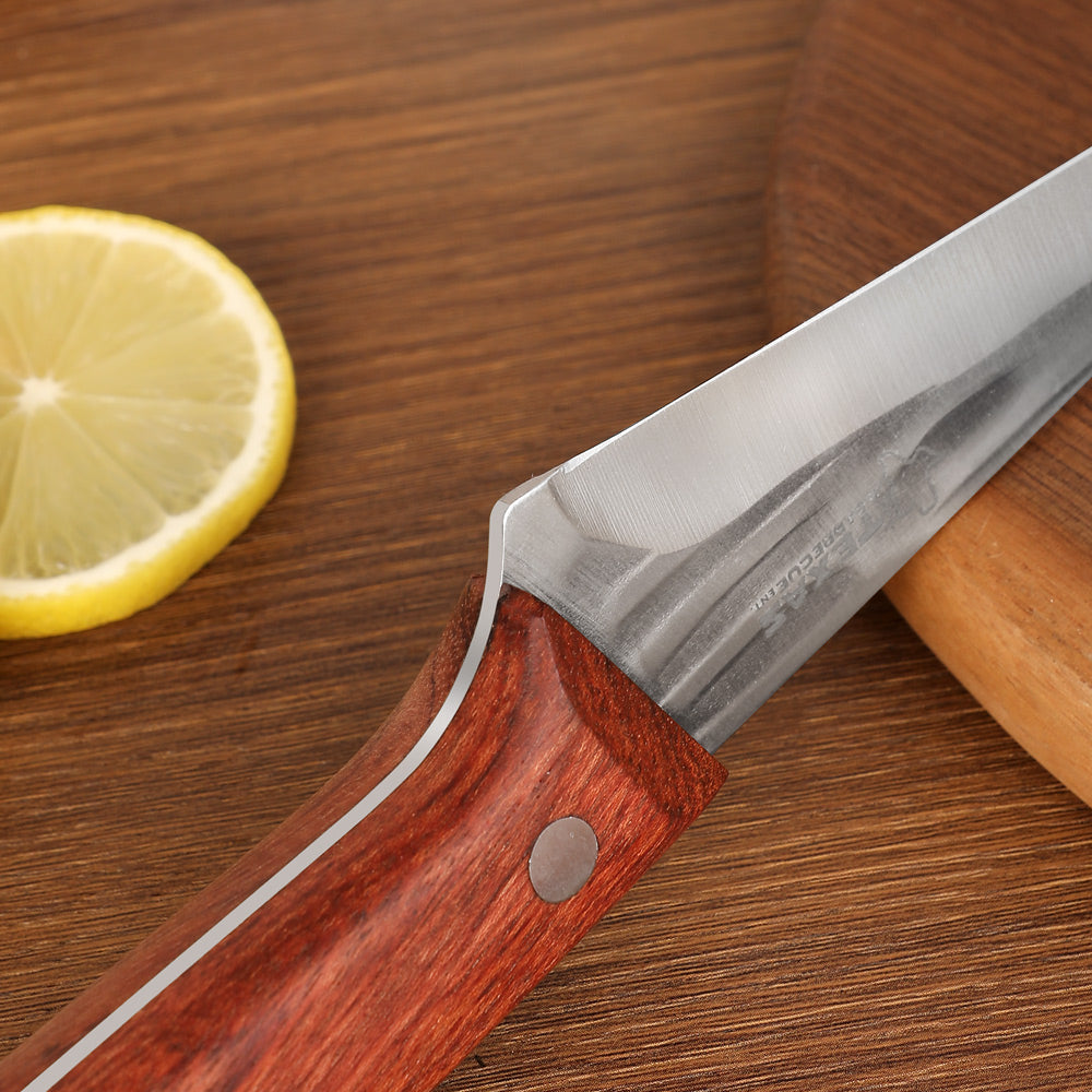 Texas Barbecue 5.7 Inch Pointed Cleaning Knife with Red Wood Handle
