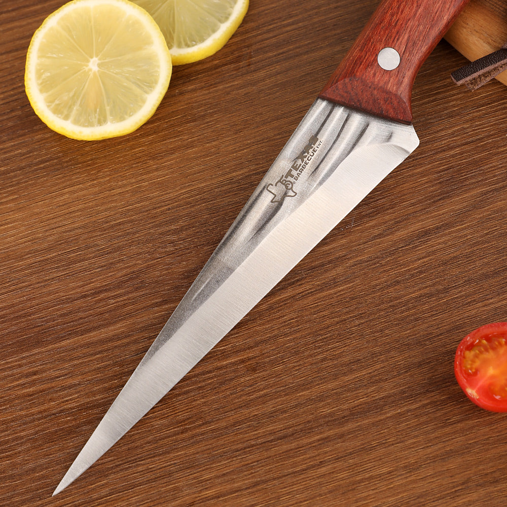 Texas Barbecue 5.7 Inch Pointed Cleaning Knife with Red Wood Handle