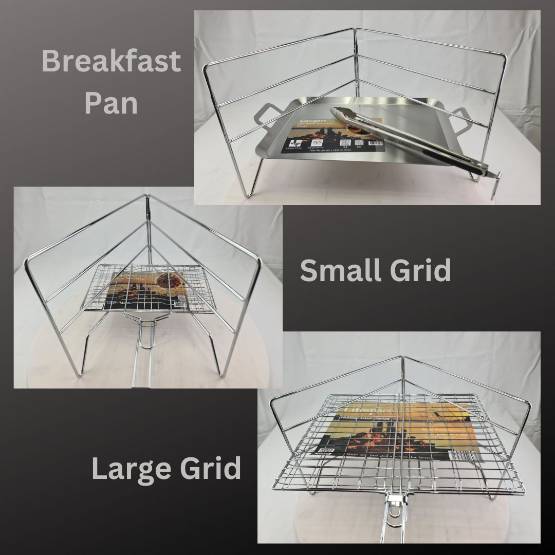 Lifespace Folding Camping Grill Grid Stand - Chrome