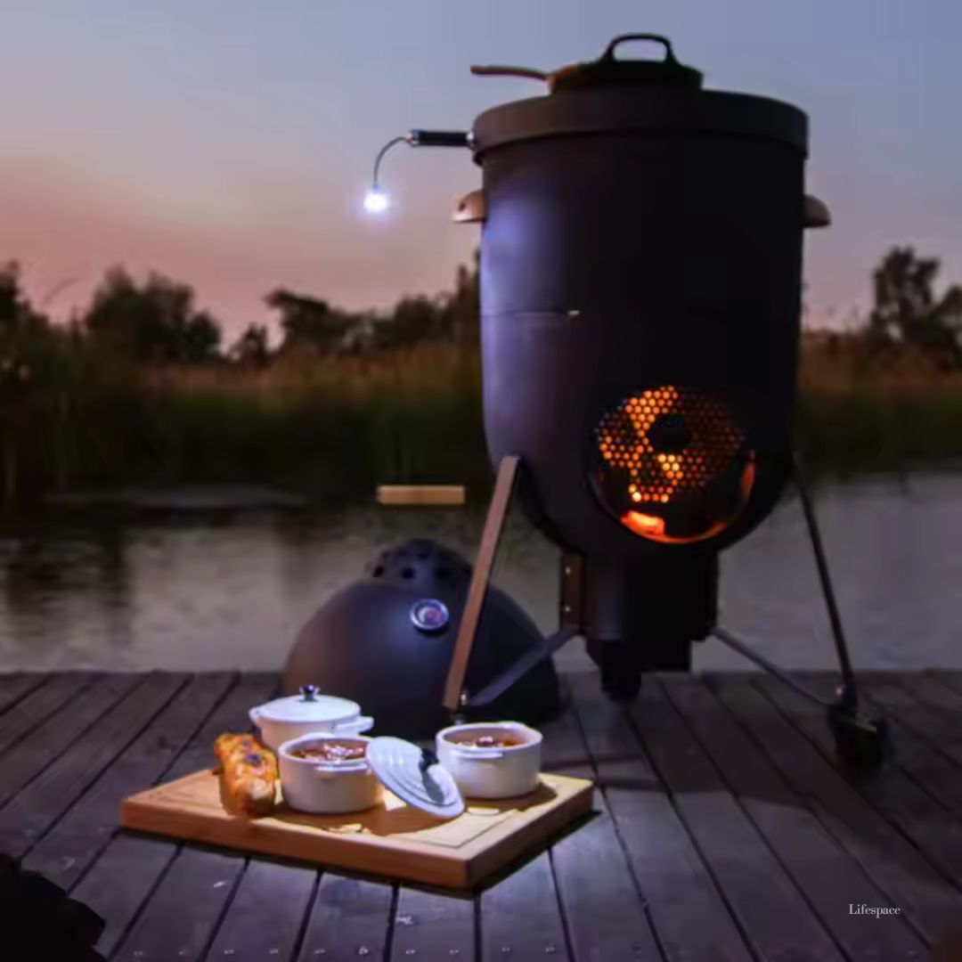 Lifespace Premium Range Kamado 5-in-1 Ceramic & Steel 21" Rocket Stove Grill / Fire Pit / Smoker / Oven