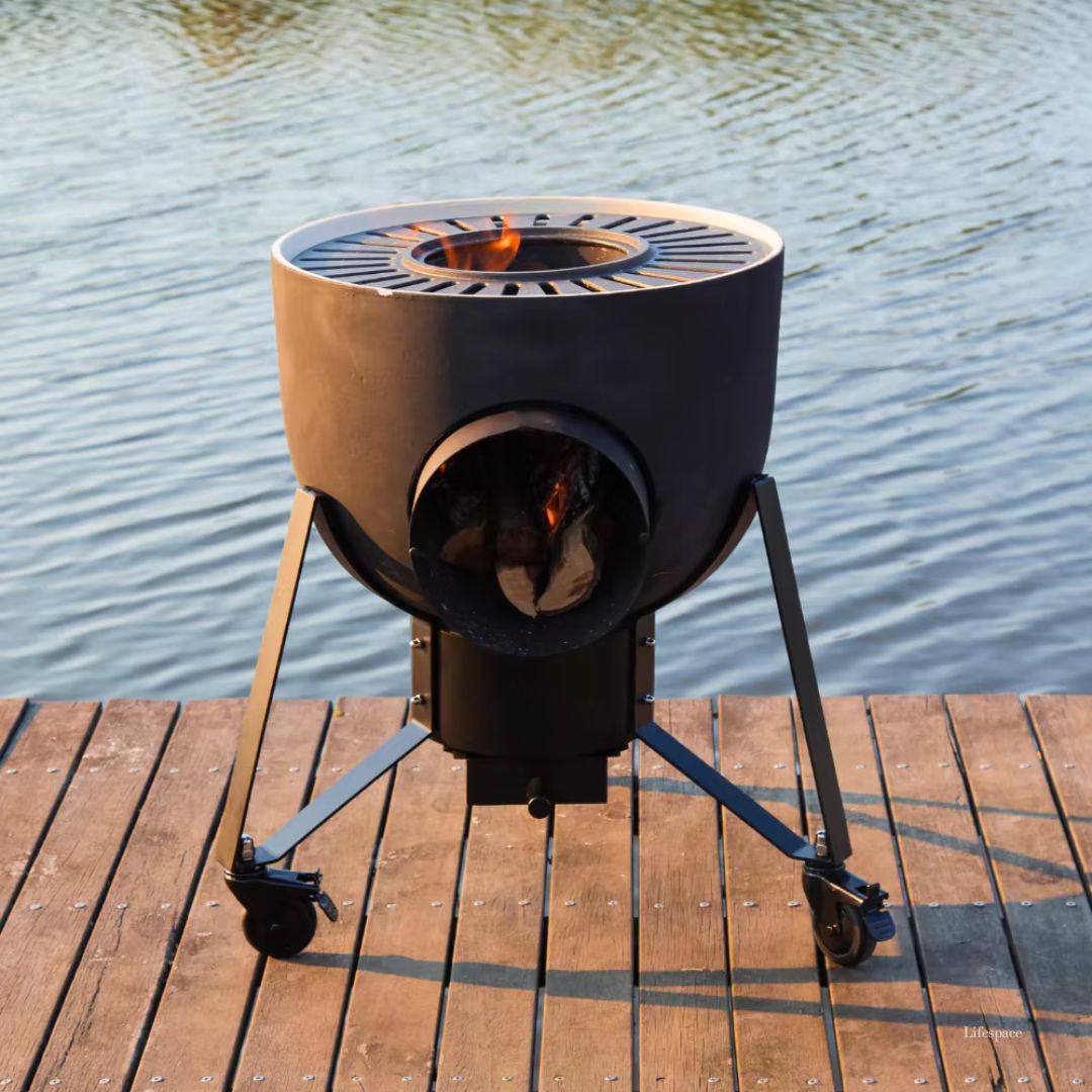 Lifespace Premium Range Kamado 5-in-1 Ceramic & Steel 21" Rocket Stove Grill / Fire Pit / Smoker / Oven
