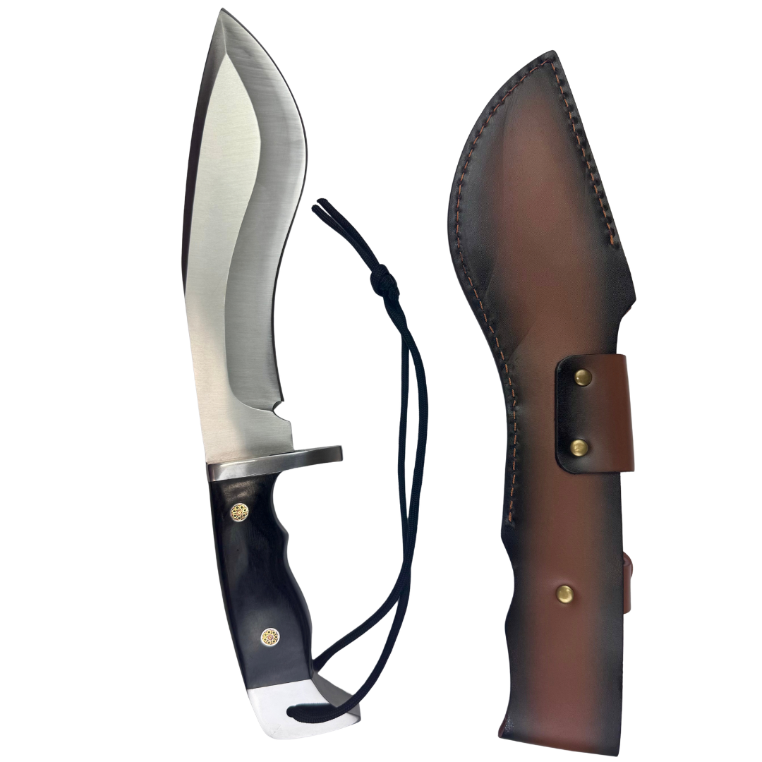 Lifespace Premium AUS-10 Stainless Steel Kukri Knife with Tooled Dragon Leather Sheath – 12.6" Overall