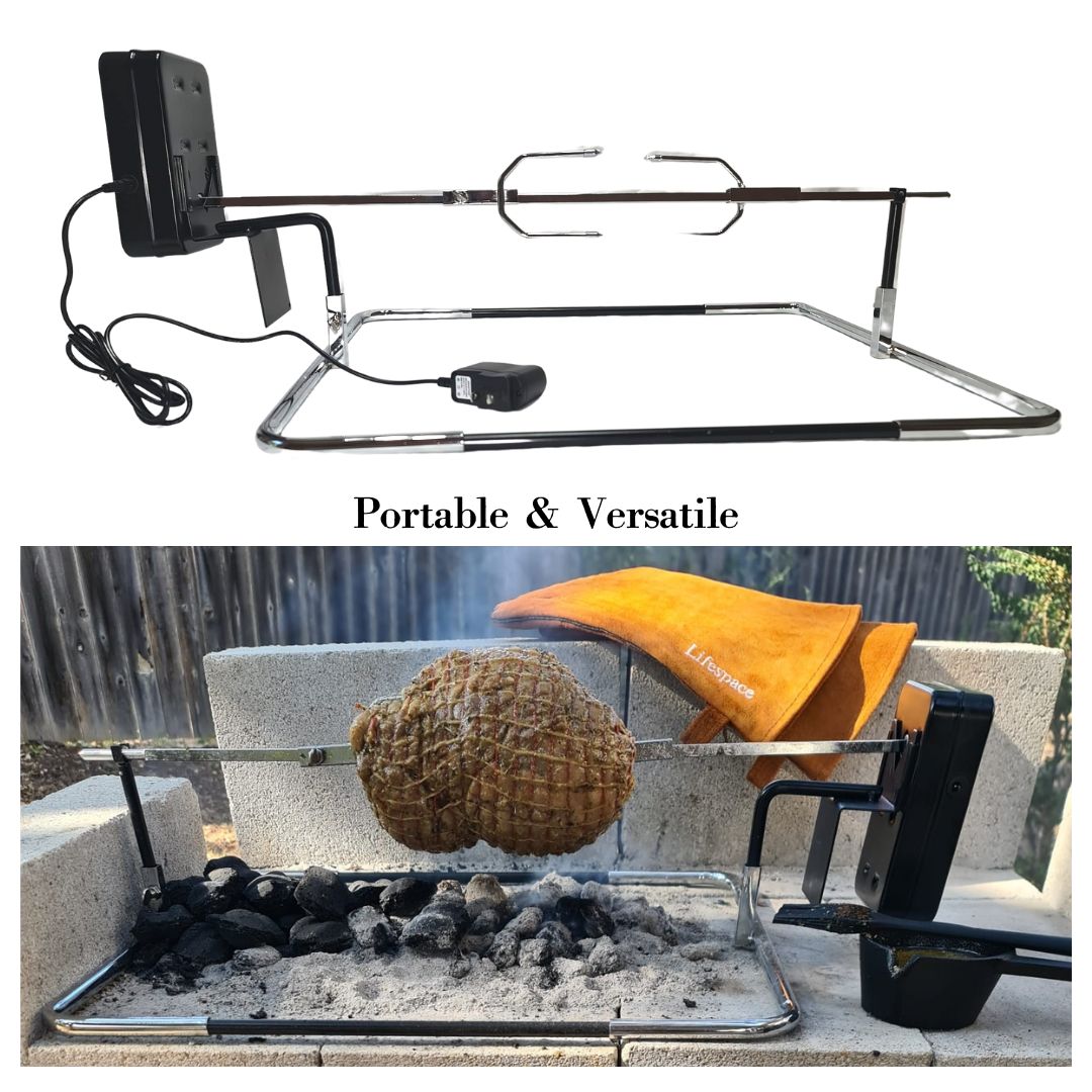 Lifespace Spit Roast Grill Kit with Lifespace Motor & 110v Adapter