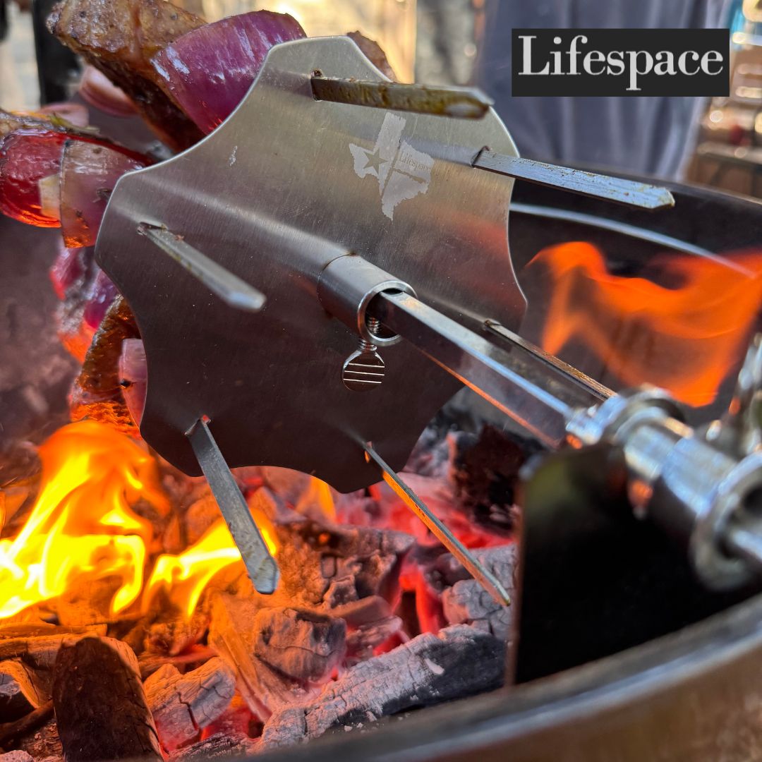 Lifespace Spit Roast Grill Ring & Skewer Bundle with Motor, Shaft & Prongs for 22" Kettle Grill