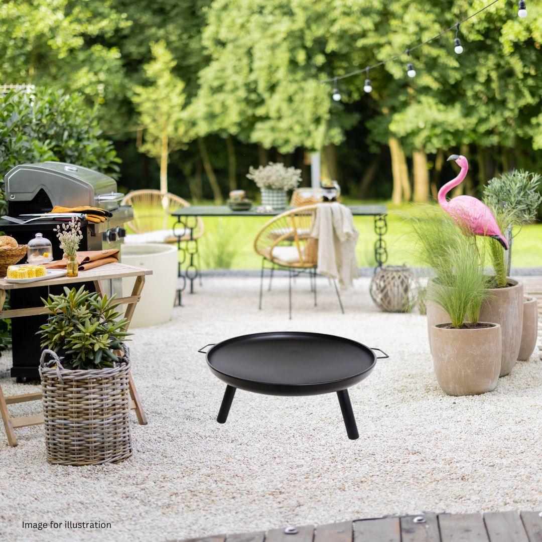 Lifespace 23in Bowl Firepit & Log Holder Bundle with FREE Leather Gloves