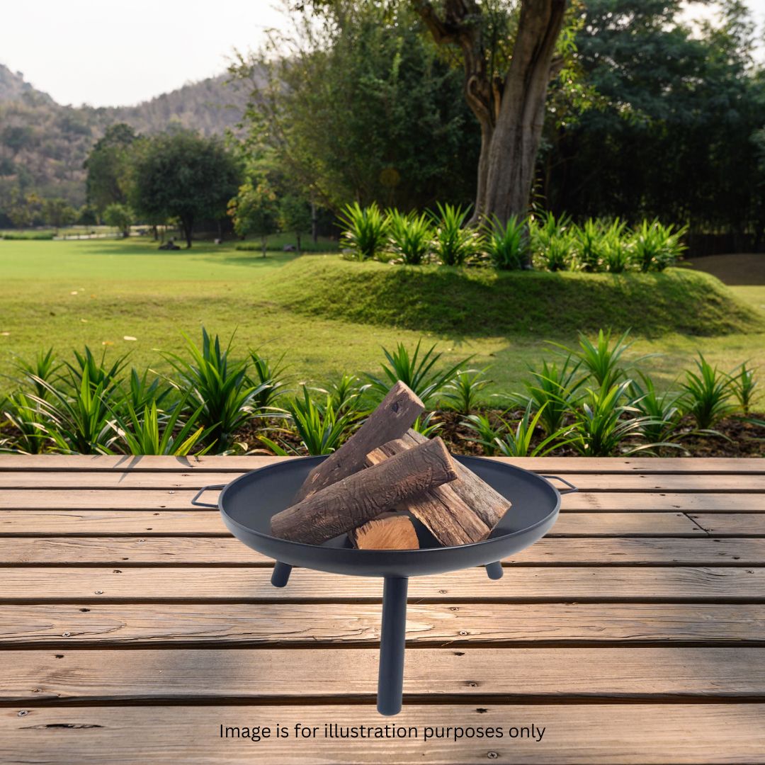 Lifespace 23in Bowl Firepit & Log Holder Bundle with FREE Leather Gloves
