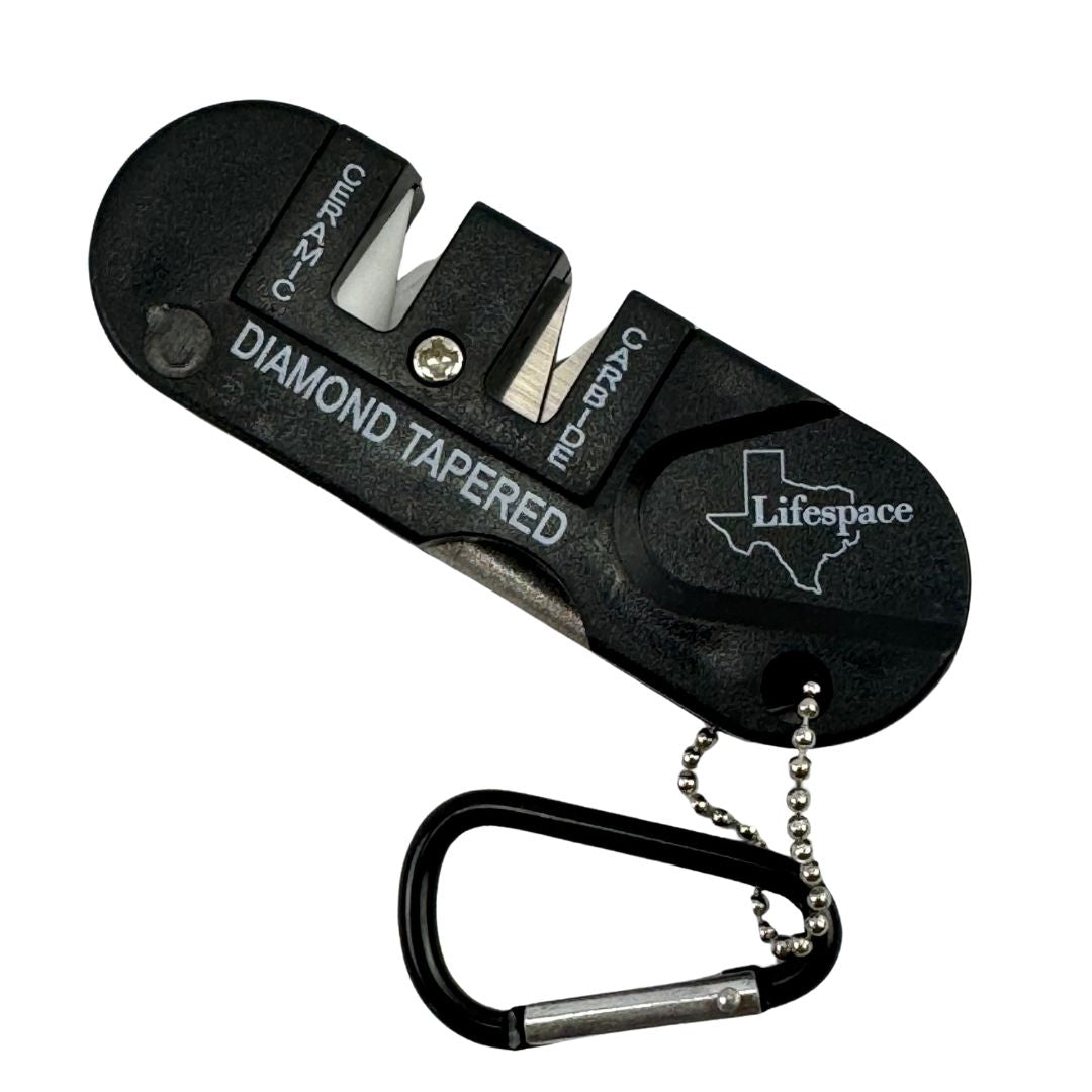 Lifespace Handheld Mini Ceramic Carbide 3-in-1 Knife Sharpener with Carabiner