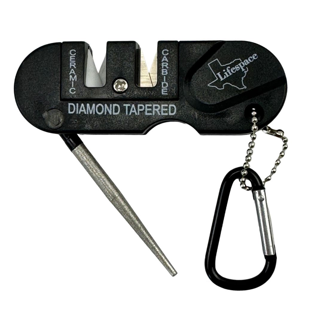 Lifespace Handheld Mini Ceramic Carbide 3-in-1 Knife Sharpener with Carabiner
