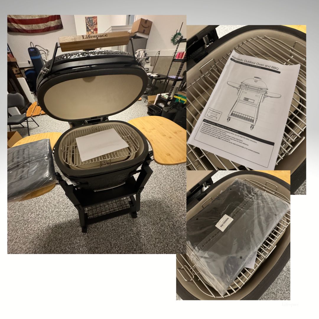 Lifespace 23" Oval Shape Kamado with Charcoal Basket & Ash Drawer