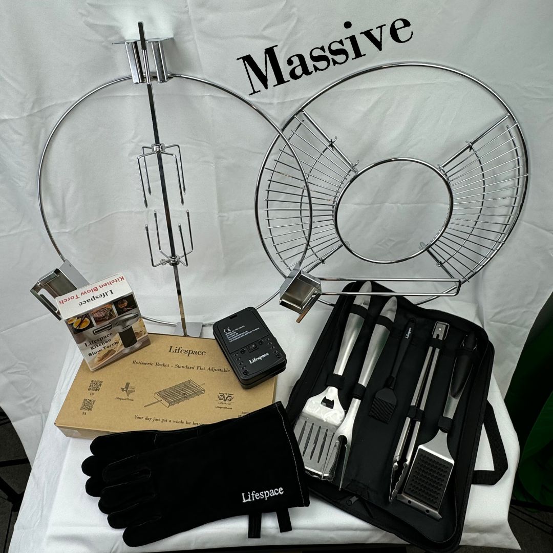 Lifespace Ultimate  22" Kettle Grill Spit Roast Bundle Kit & Accessory Bundle