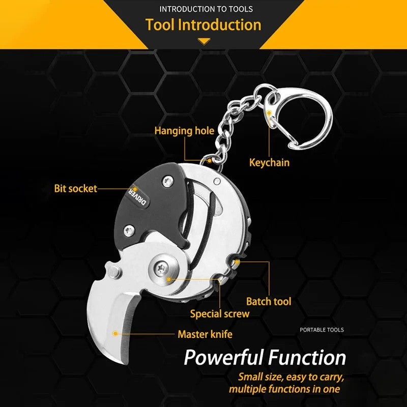 Lifespace Multi-Functional 7-in-1 Pocket Knife Multi-Tool Keychain (Round)