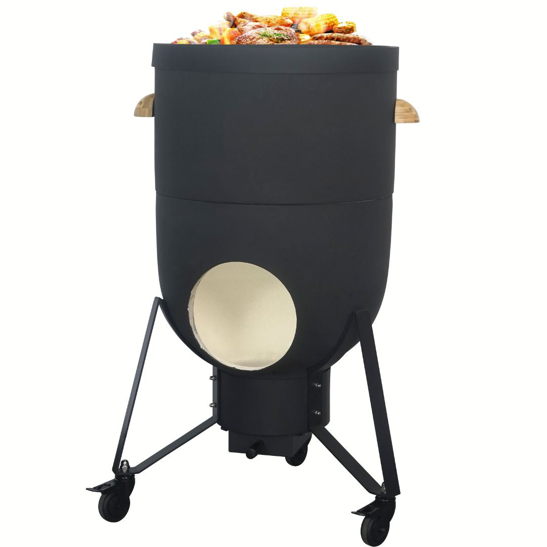 Lifespace Premium Range Kamado 5-in-1 Ceramic & Steel 21" Rocket Stove Grill / Fire Pit / Smoker / Oven