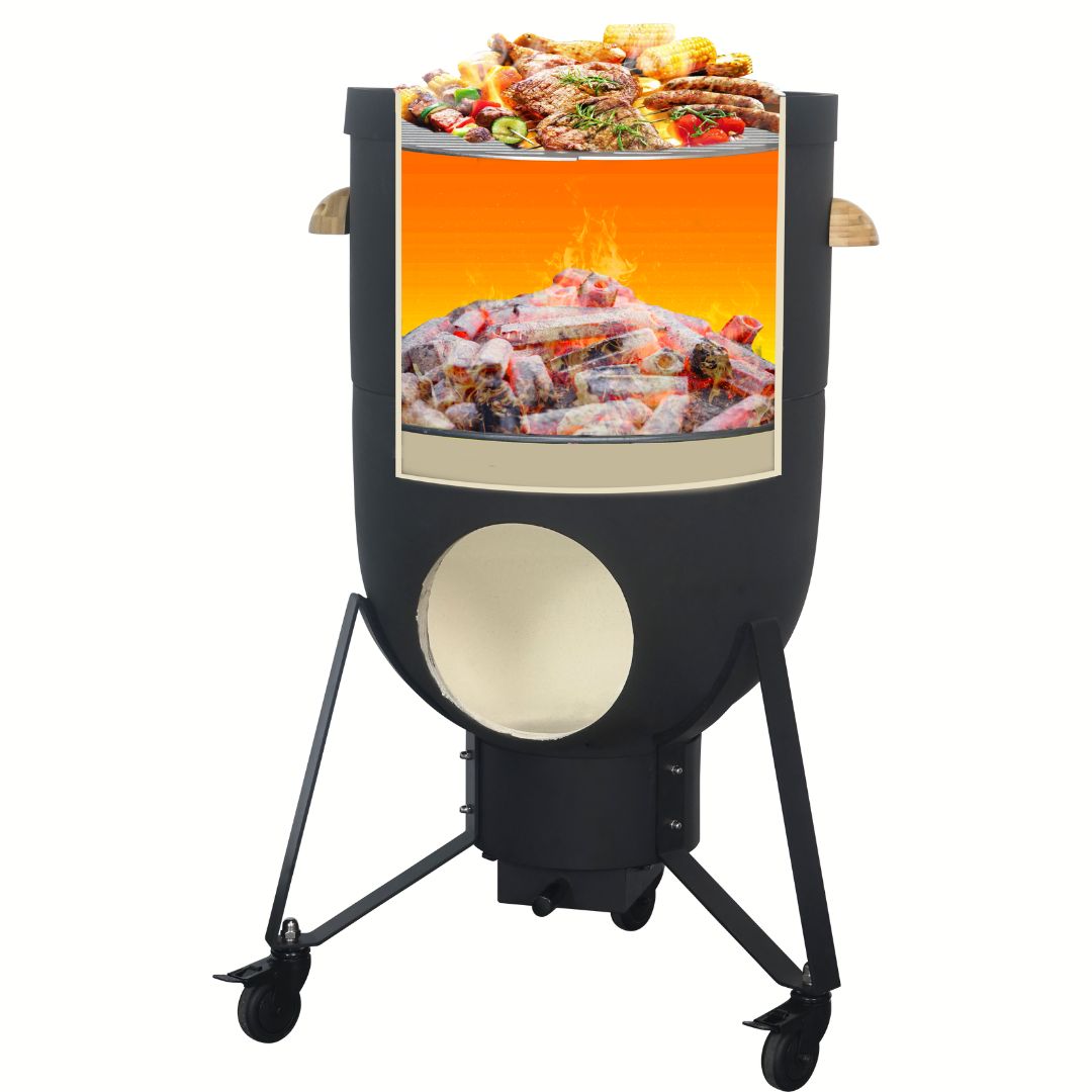 Lifespace Premium Range Kamado 5-in-1 Ceramic & Steel 21" Rocket Stove Grill / Fire Pit / Smoker / Oven