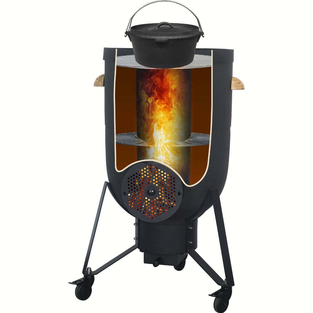 Lifespace Premium Range Kamado 5-in-1 Ceramic & Steel 21" Rocket Stove Grill / Fire Pit / Smoker / Oven