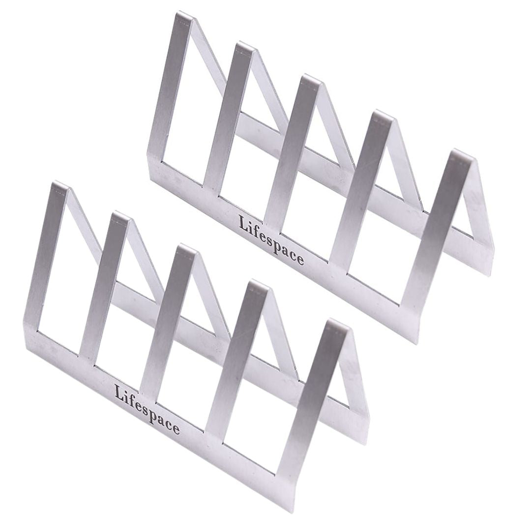 Lifespace Premium Stainless Steel T-Bone / Chop Rack - 4 Slot - 2 pack