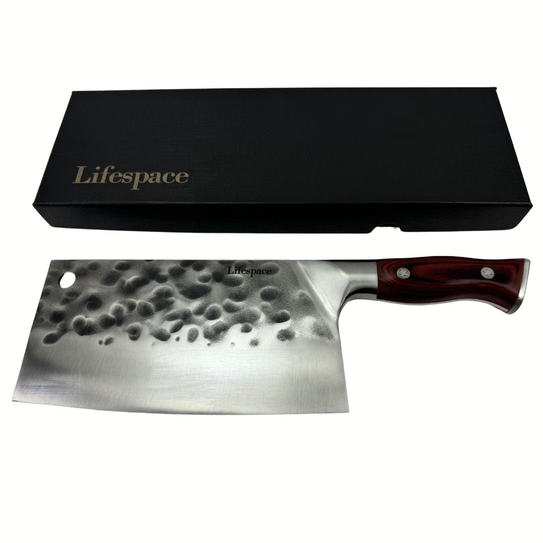 Lifespace 7.8" 'Lone Star' Square Meat Cleaver with Hole & Pakkawood Handle
