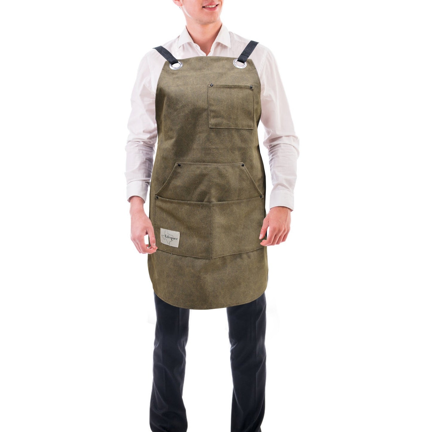 Lifespace Premium Khaki Wax Canvas BBQ Grill Work Apron