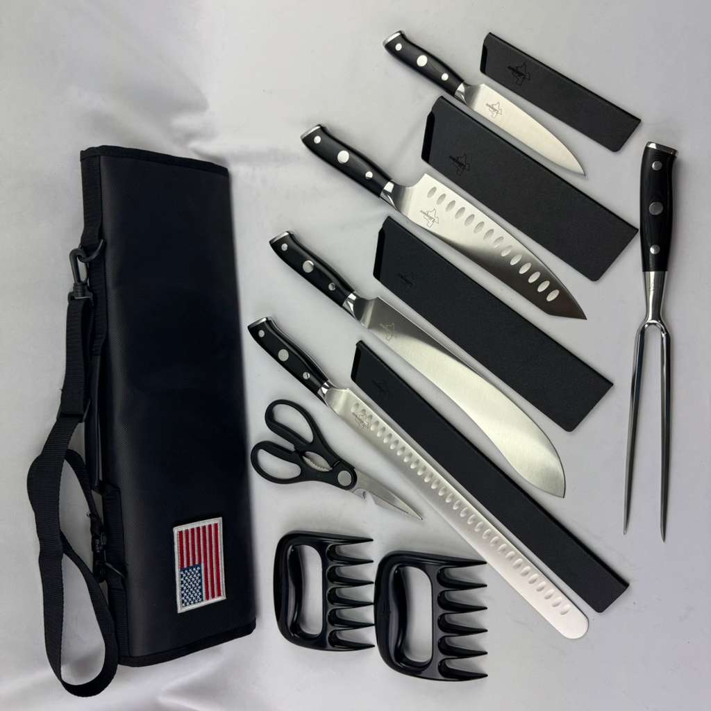 Lifespace Premium Professional 9pc Chef Knife & Tool Set with Knife Roll