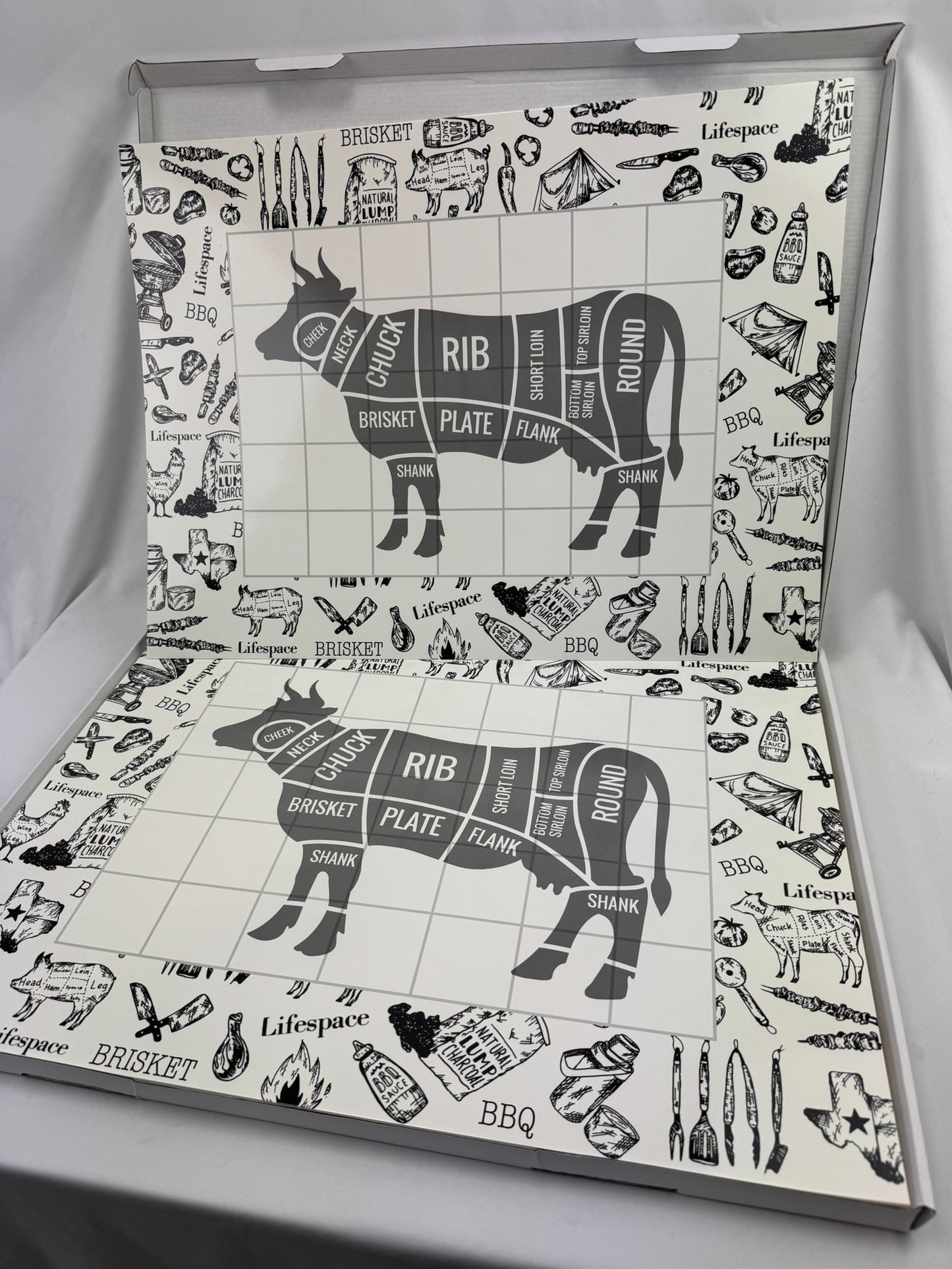 Lifespace Disposable 24" x 18" "Cow" Cutting Boards - 50x Sheets