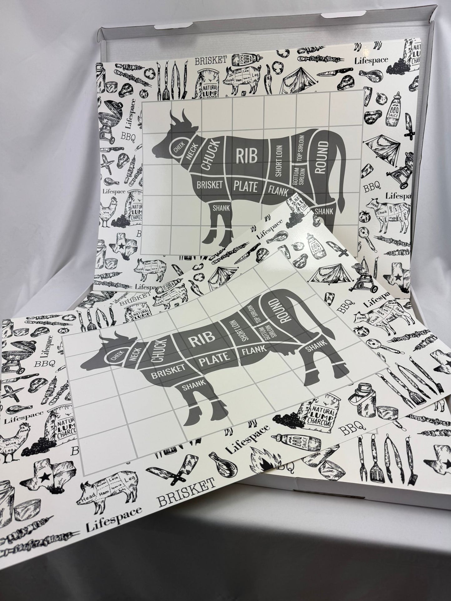 Lifespace Disposable 24" x 18" "Cow" Cutting Boards - 50x Sheets