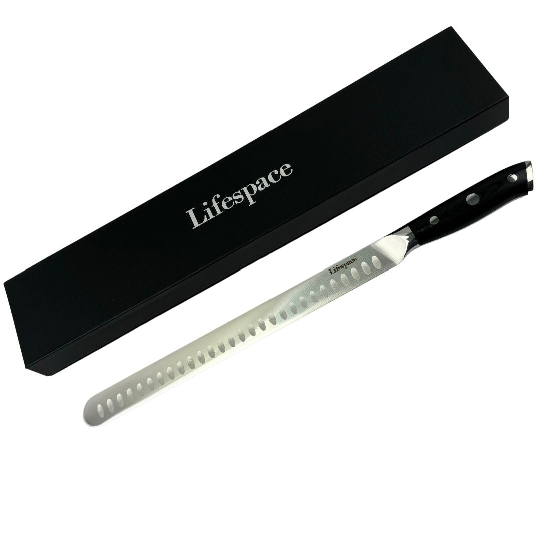 Lifespace Premium BBQ Brisket Carving Knifein Gift Box - 12in Stainless Steel Blade