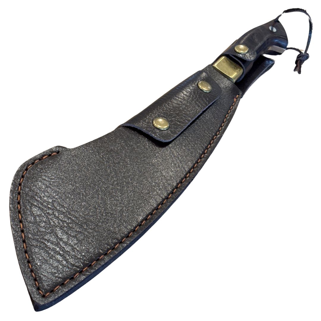Lifespace Chopping Cleaver with Grey Wood and Copper Bolster Handle with Leather Sheath