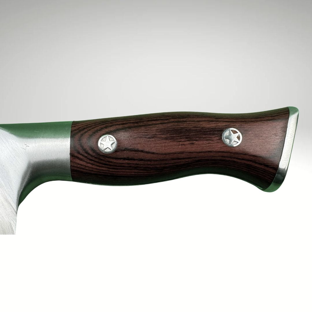 Lifespace 7.6" 'Lone Star' Curved Blade Meat Cleaver with a Pakkawood Handle