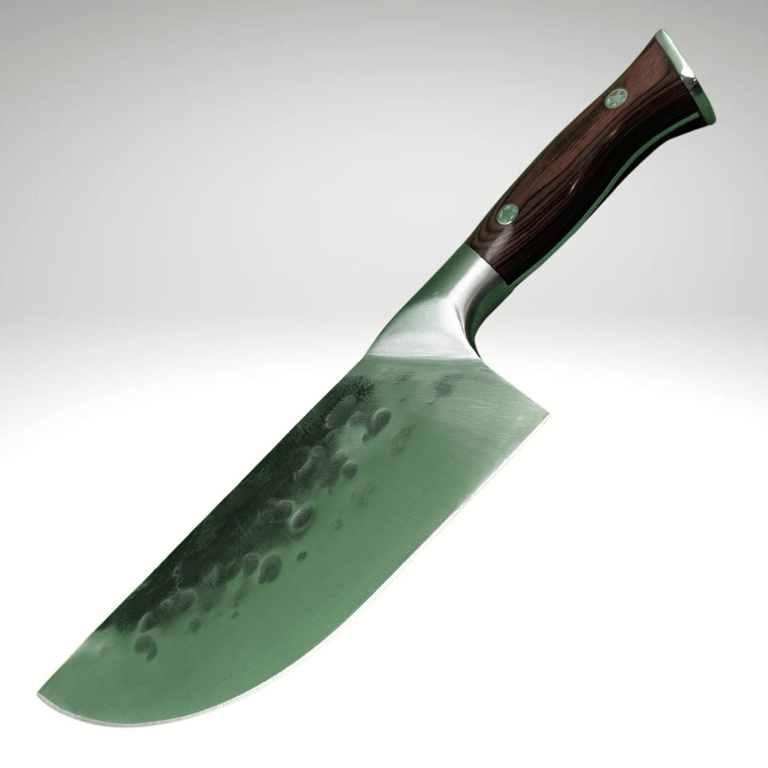 Lifespace 7.6" 'Lone Star' Curved Blade Meat Cleaver with a Pakkawood Handle