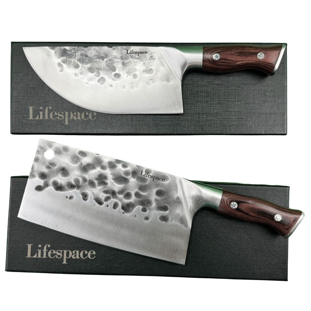 Lifespace 7.8" 'Lone Star' Square Meat Cleaver with Hole & Pakkawood Handle