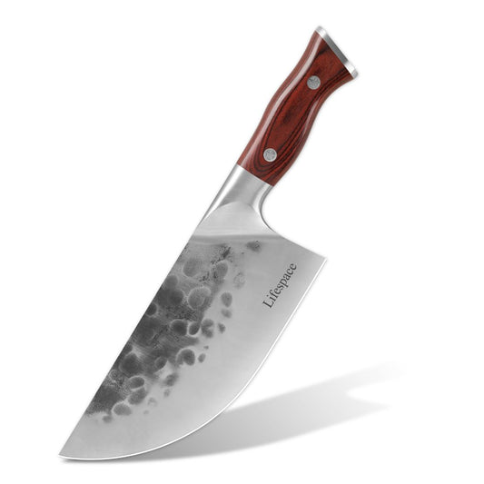 Lifespace 7.6" 'Lone Star' Curved Blade Meat Cleaver with a Pakkawood Handle