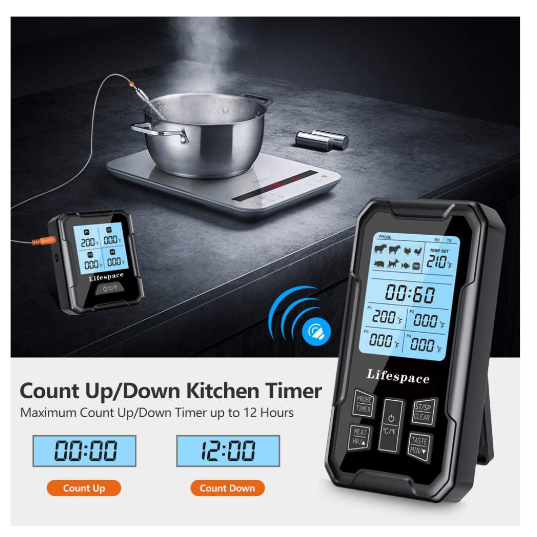 Lifespace 4-Probe 109-yard Wireless Cooking Meat Thermometer