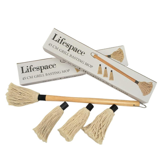 Lifespace 18" BBQ Grill Basting Mop Brush with 3 Spare Heads