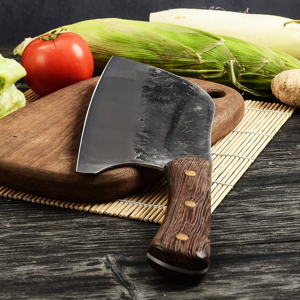 Lifespace 8in Hammered Cleaver with Curved Blade