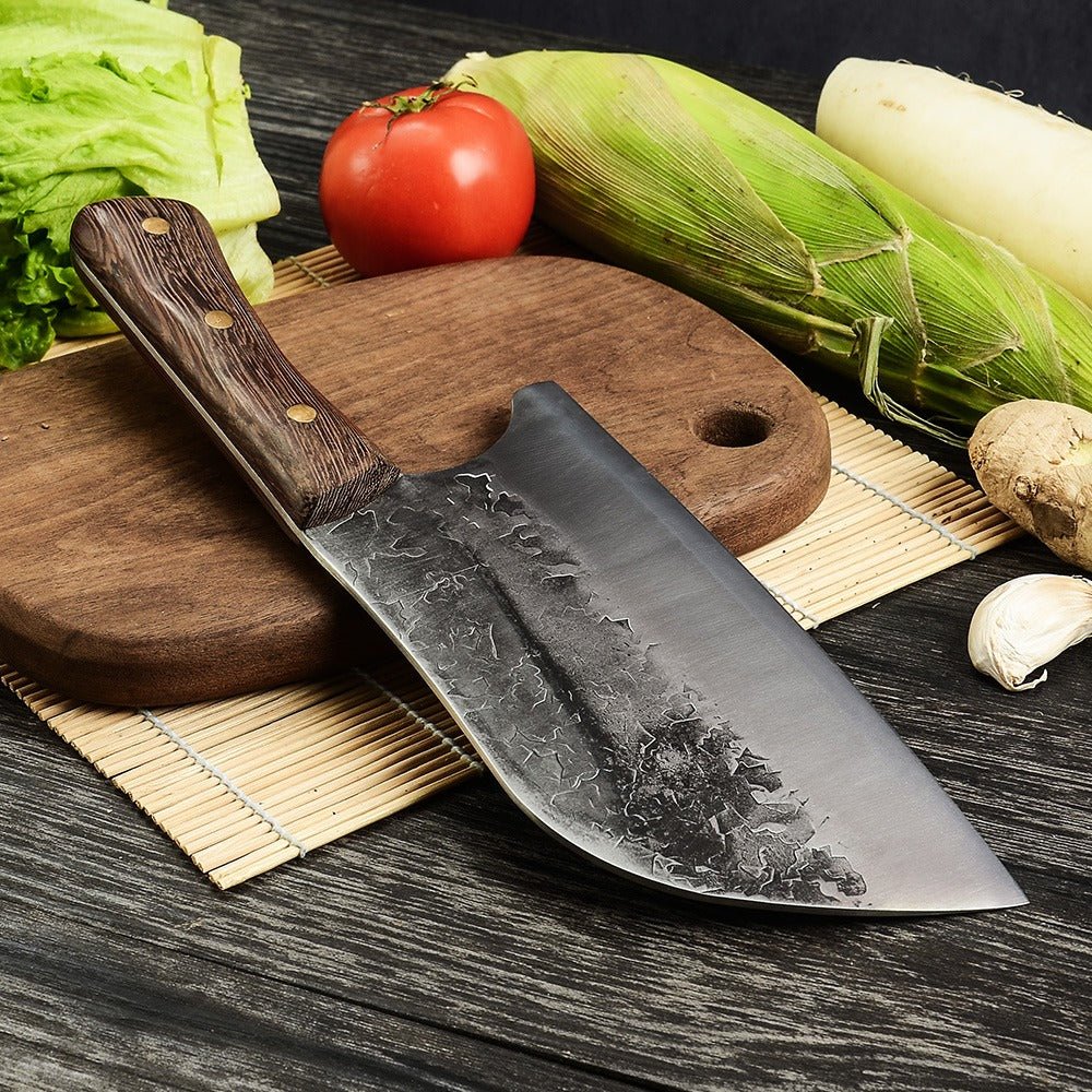 Lifespace 8in Hammered Cleaver with Curved Blade