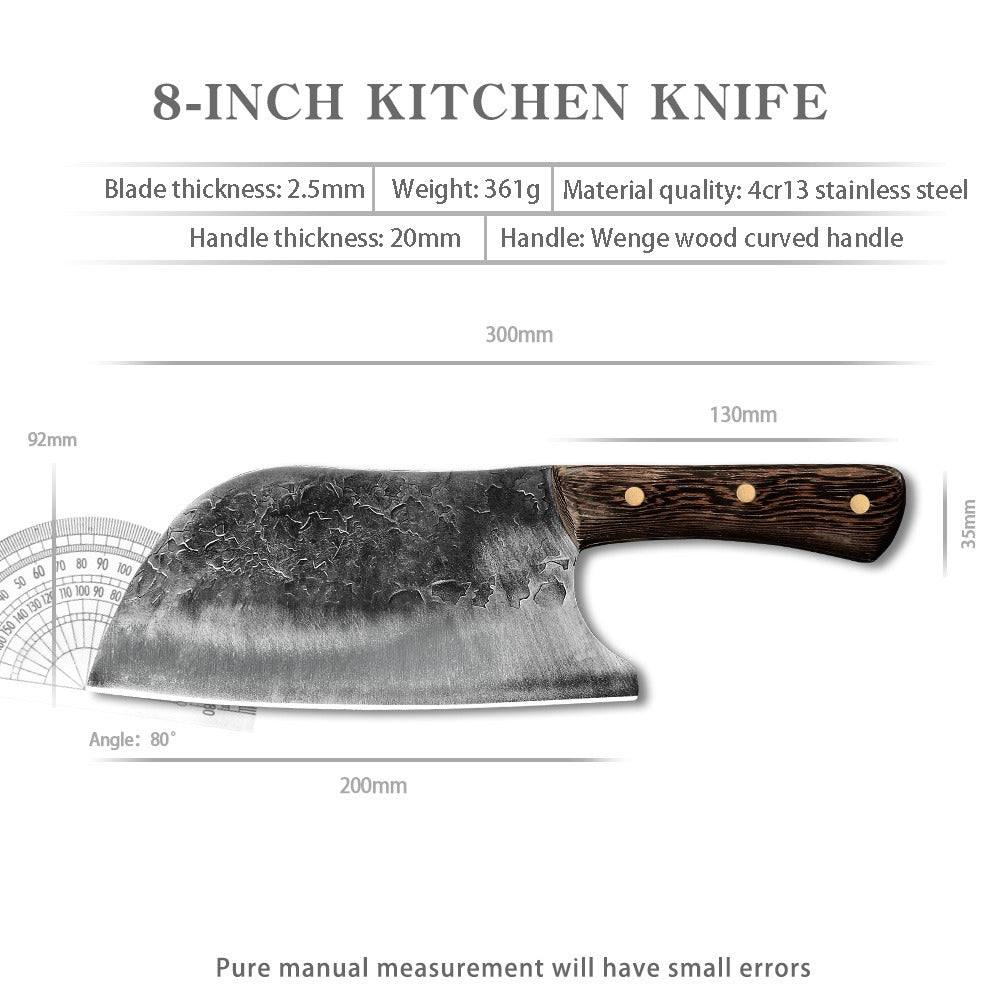 Lifespace 8in Hammered Cleaver with Curved Blade