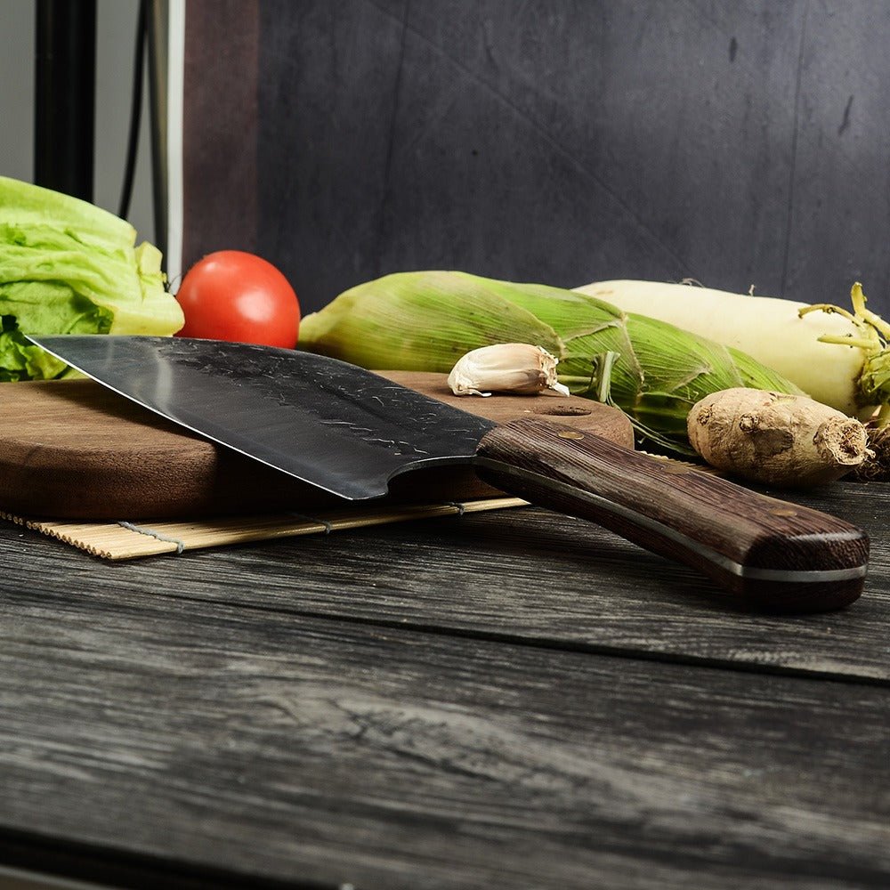 Lifespace 8in Hammered Cleaver with Curved Blade