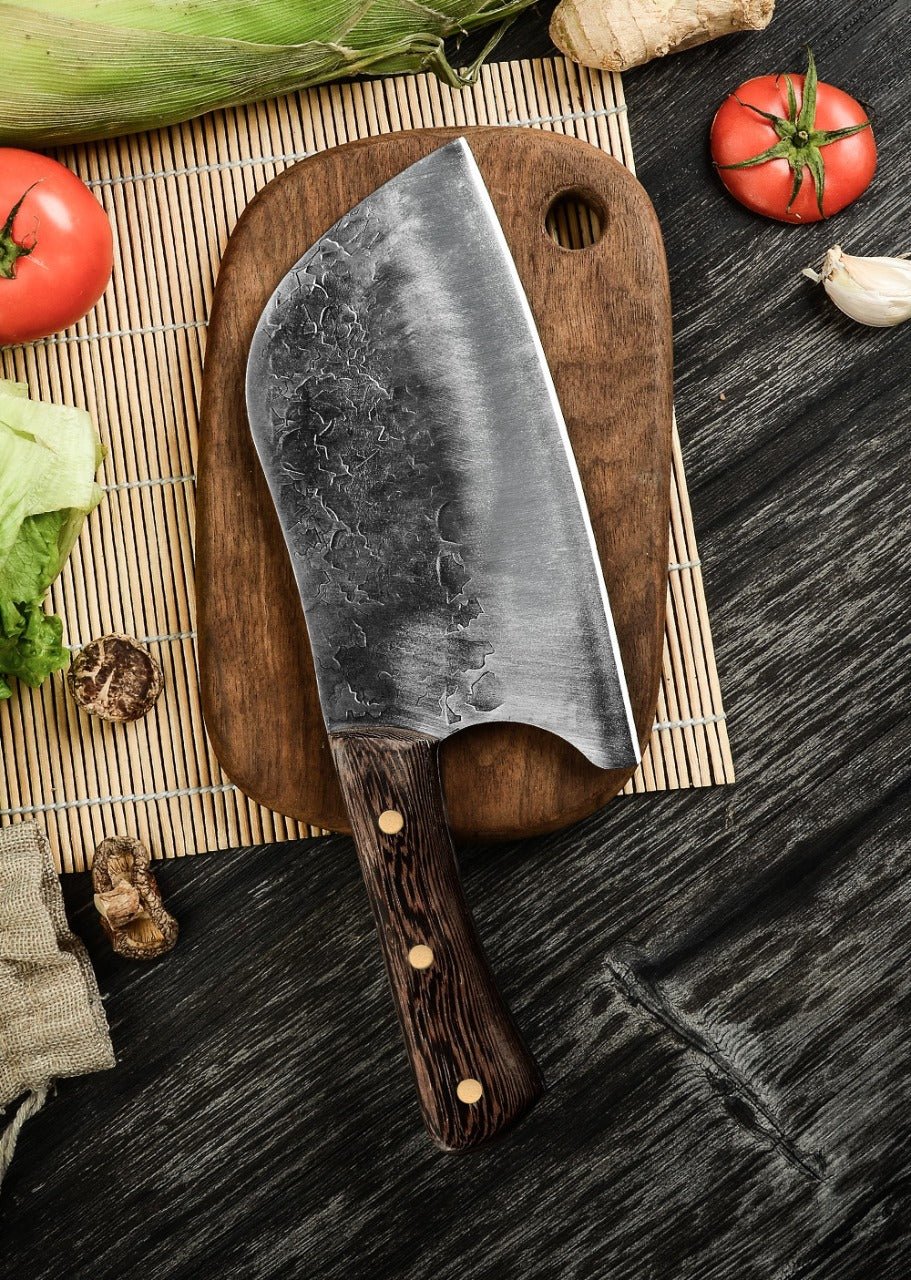 Lifespace 8in Hammered Cleaver with Curved Blade