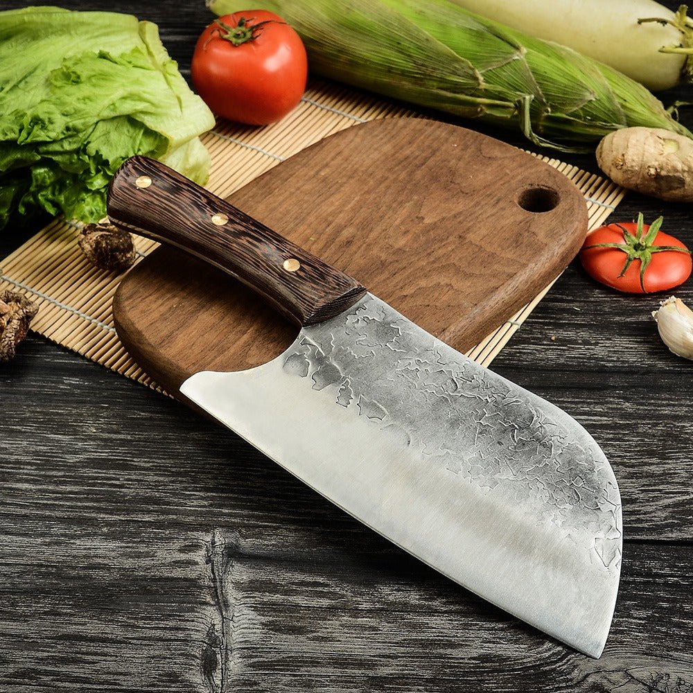 Lifespace 8in Hammered Cleaver with Curved Blade