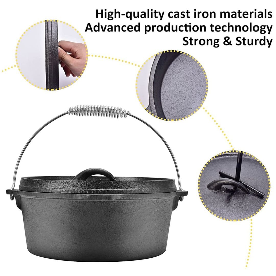 Lifespace Cast Iron Dutch Oven Pot 24,5cm