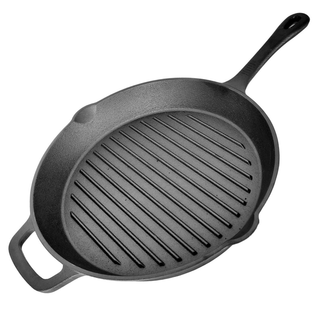 Lifespace Cast Iron Round Griddle Pan 12"