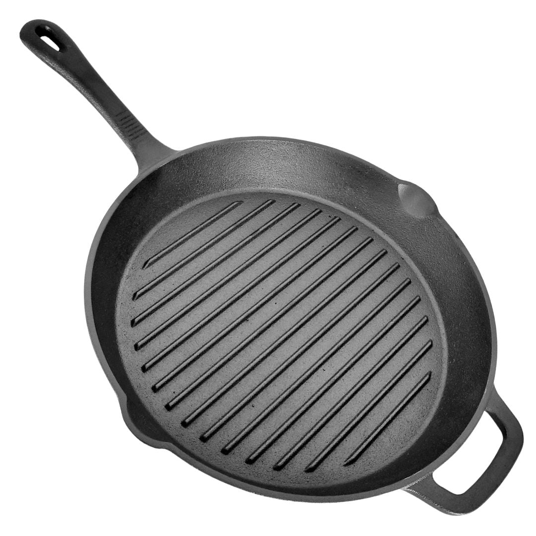 Lifespace Cast Iron Round Griddle Pan 12"