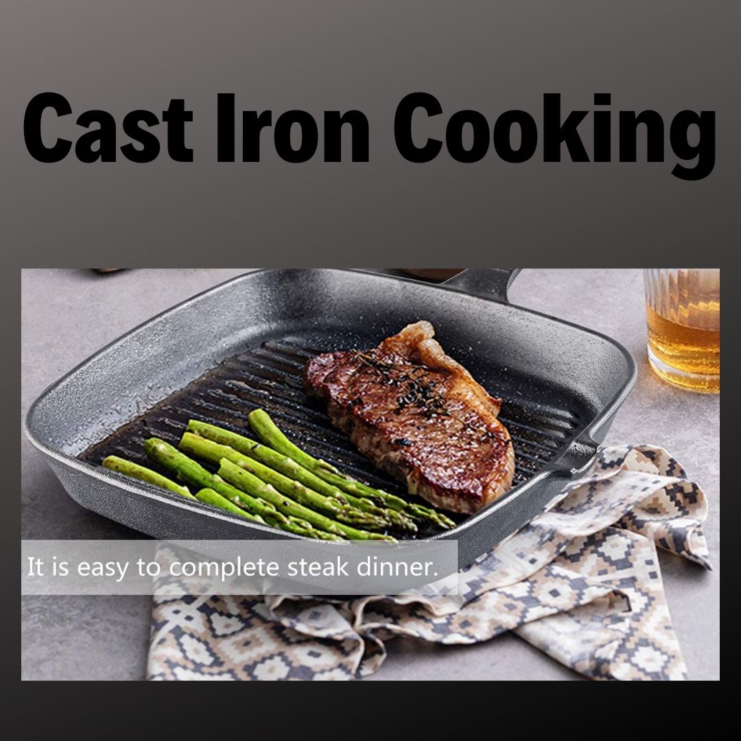 Lifespace Cast Iron Square Griddle Pan 24cm