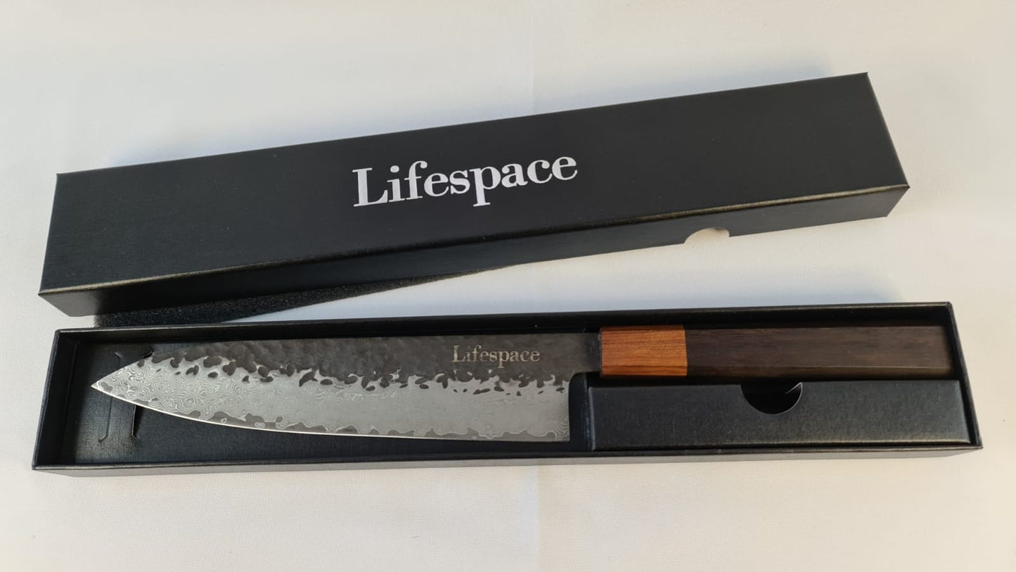Lifespace Hand Forged Japanese vg10 Damascus Bunka Chef Knife in Gift Box