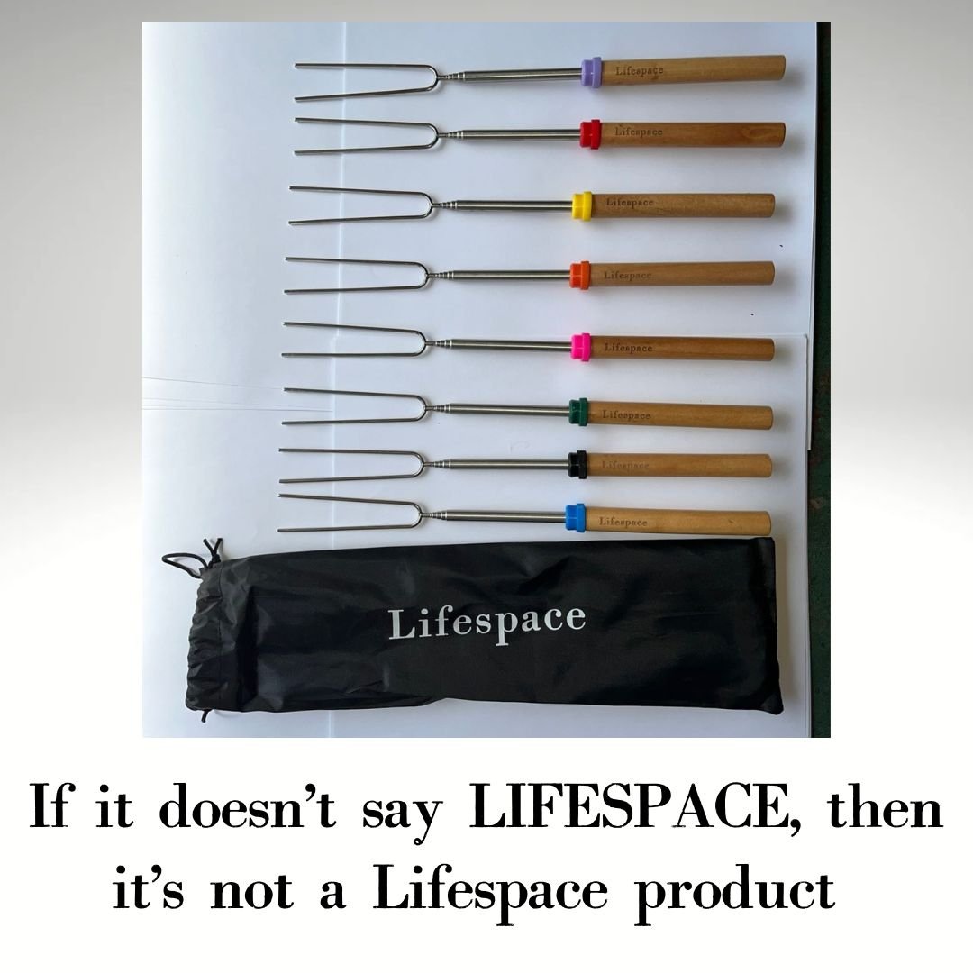 Lifespace Marshmallow Telescopic Roasting Forks (8Pce) with Wooden Handle